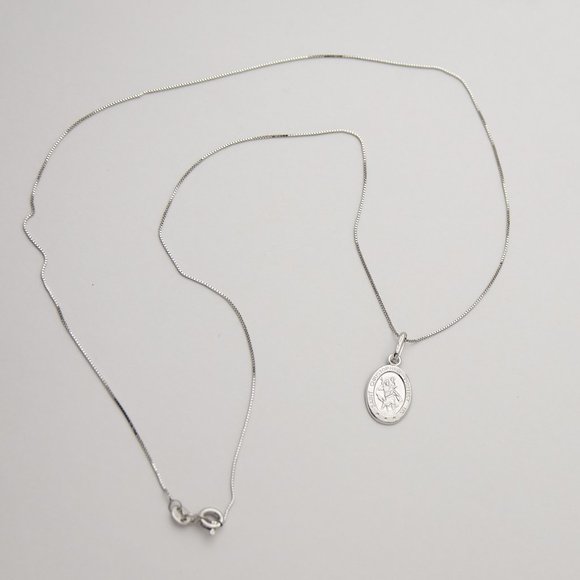 10K Solid Gold St Christopher Pendant Necklace Real Gold Saint Christopher Charm - Picture 2 of 10